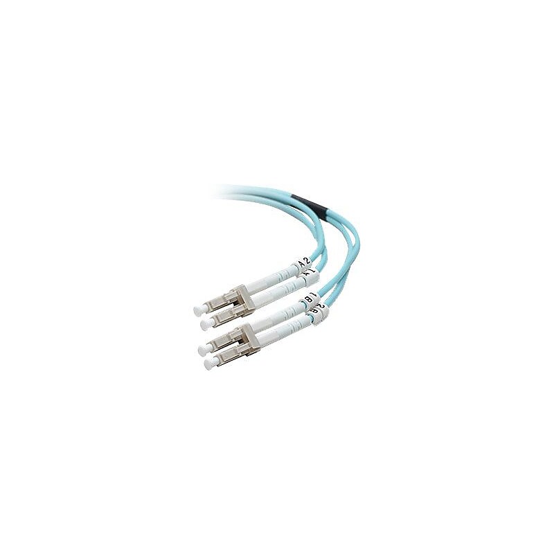 Belkin F2F402LL-50M-G 50m LC/LC Male/Male 50/125 OM3 Duplex Multimode Fiber Optic Cable, Aqua image 1