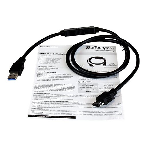 StarTech 3' eSATA/TypeA USB Female/Male Adapter Cable, Black