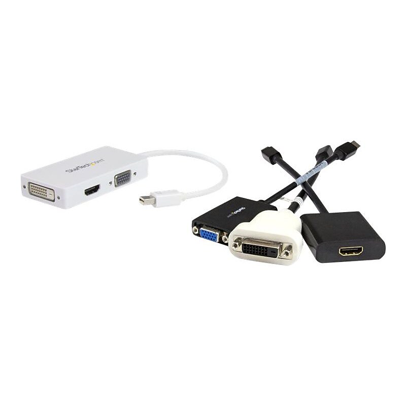 StarTech MDP2VGDVHDW 10.6" Mini DisplayPort to VGA/DVI/HDMI Travel Audio/Video Adapter, White image 1