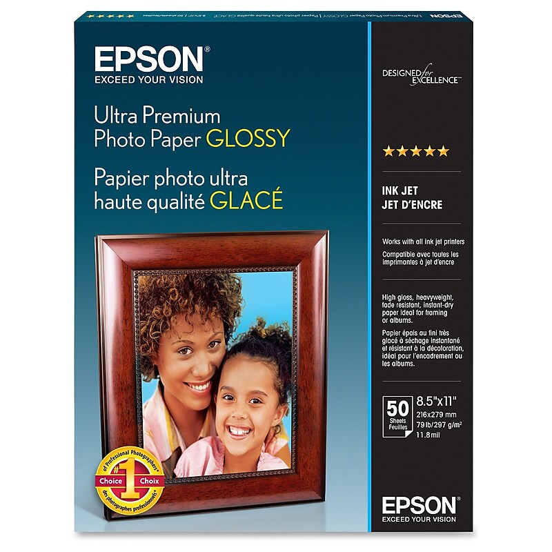 Epson Ultra Premium Glossy Photo Paper, 8.5" x 11", 50 Sheets/Pack (S042175) image 1