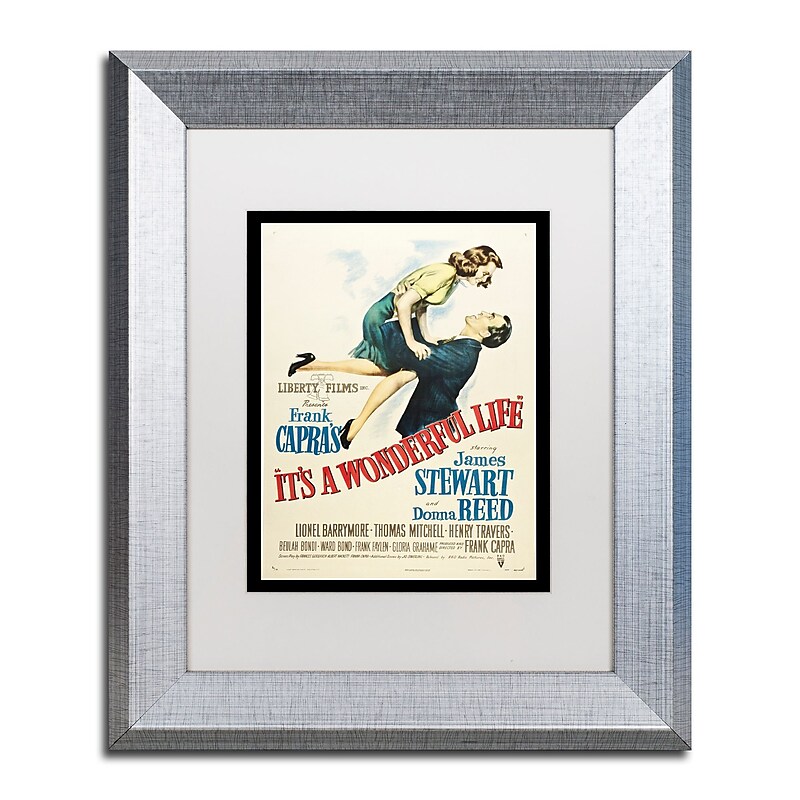 Trademark Fine Art ''It's a Wonderful Life'' by Vintage Apple Collection 11" x 14" White Matted Silver Frame (ALI0234-S1114MF) image 1