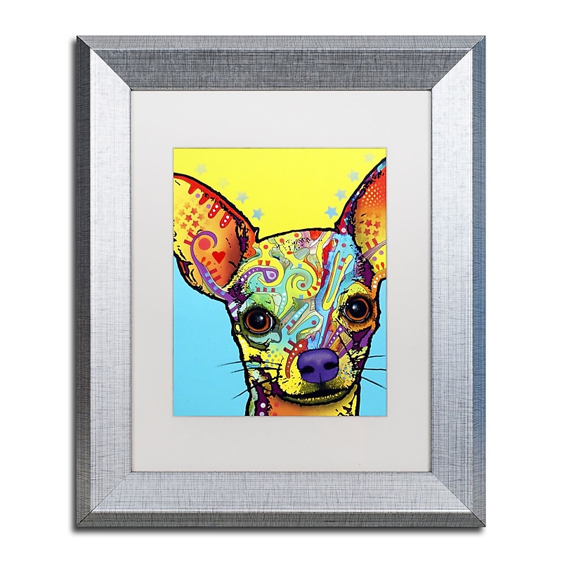 Trademark Fine Art ''Chihuahua'' by Dean Russo 11" x 14" White Matted Silver Frame (ALI0237-S1114MF) image 1