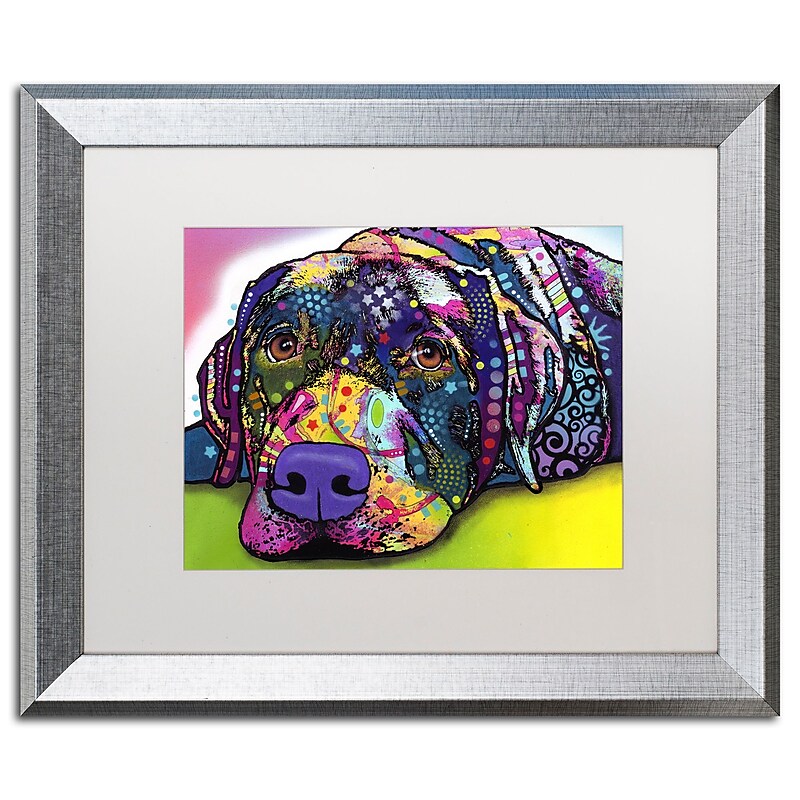Trademark Fine Art ''Savvy Labrador'' by Dean Russo 16" x 20" White Matted Silver Frame (ALI0242-S1620MF) image 1