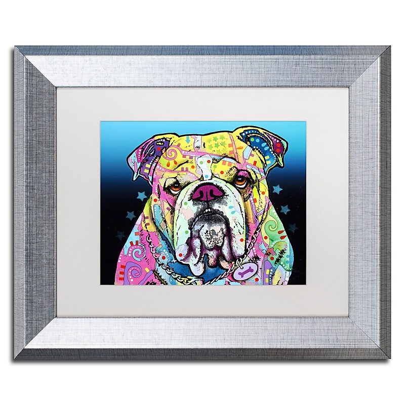 Trademark Fine Art ''The Bulldog'' by Dean Russo 11" x 14" White Matted Silver Frame (ALI0244-S1114MF) image 1