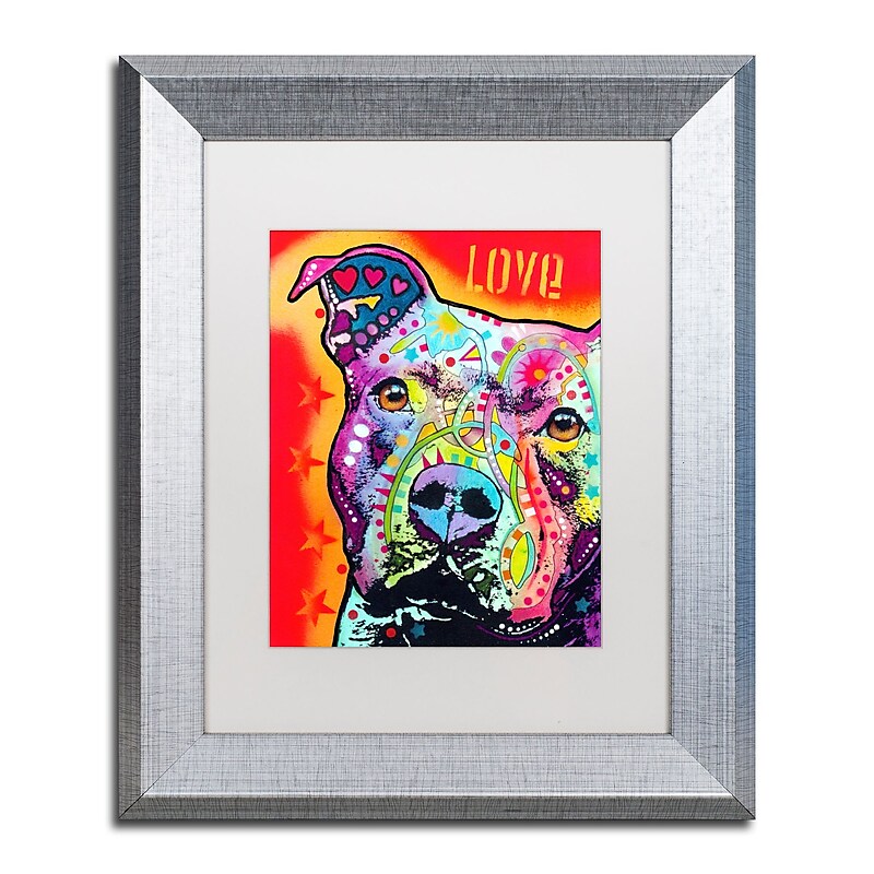 Trademark Fine Art ''Thoughtful Pitbull'' by Dean Russo 11" x 14" White Matted Silver Frame (ALI0246-S1114MF) image 1