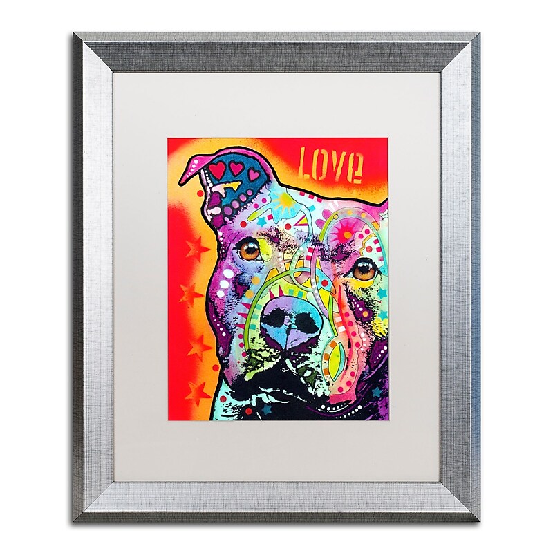 Trademark Fine Art ''Thoughtful Pitbull'' by Dean Russo 16" x 20" White Matted Silver Frame (ALI0246-S1620MF) image 1