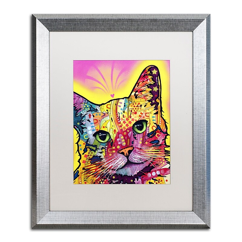 Trademark Fine Art ''Tilt Cat'' by Dean Russo 16" x 20" White Matted Silver Frame (ALI0247-S1620MF) image 1