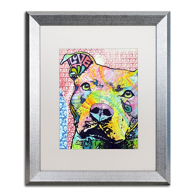 Trademark Fine Art ''Thouthful Pittbull II'' by Dean Russo 16" x 20" White Matted Silver Frame (ALI0261-S1620MF) image 1