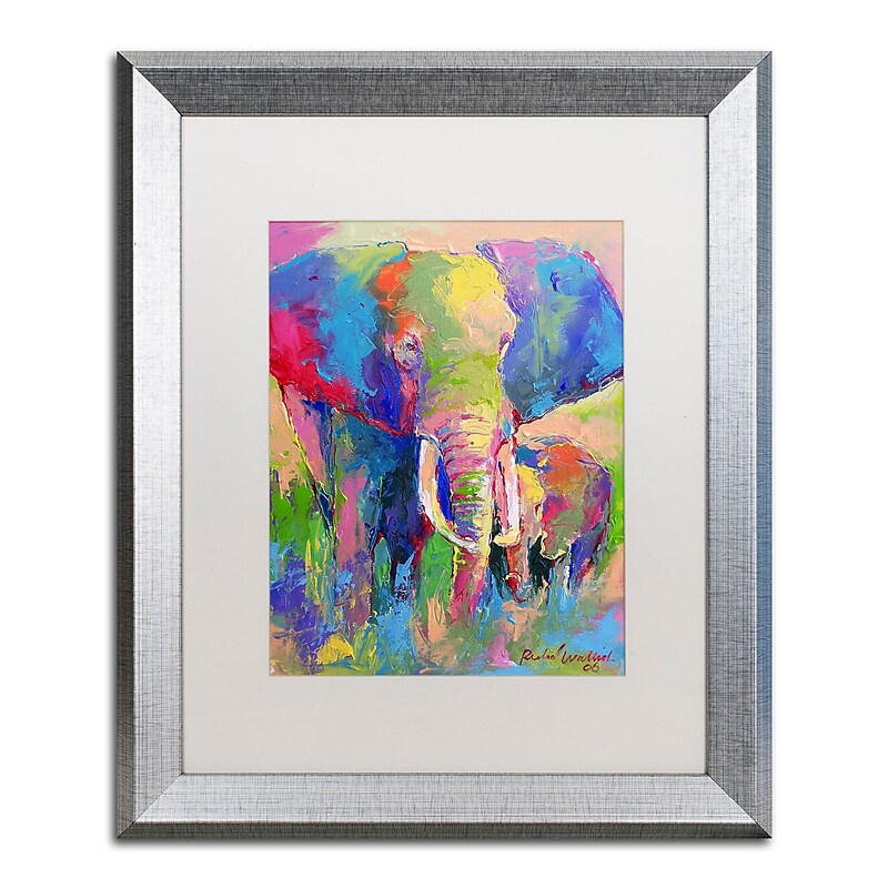 Trademark Fine Art ''Elephant 1'' by Richard Wallich 16" x 20" White Matted Silver Frame (ALI0338-S1620MF) image 1