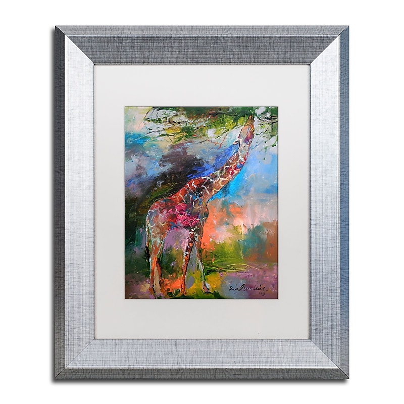 Trademark Fine Art ''Giraffe'' by Richard Wallich 11" x 14" White Matted Silver Frame (ALI0345-S1114MF) image 1