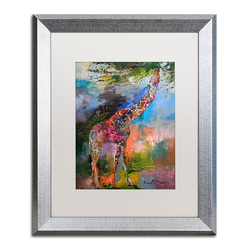 Trademark Fine Art ''Giraffe'' by Richard Wallich 16" x 20" White Matted Silver Frame (ALI0345-S1620MF) image 1