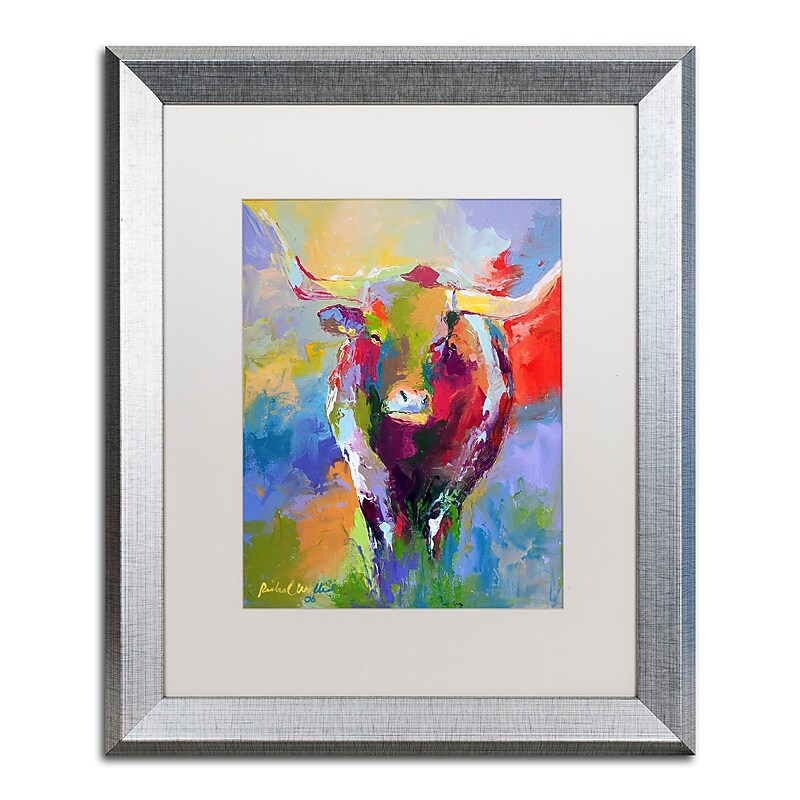 Trademark Fine Art ''Longhorn'' by Richard Wallich 16" x 20" White Matted Silver Frame (ALI0348-S1620MF) image 1