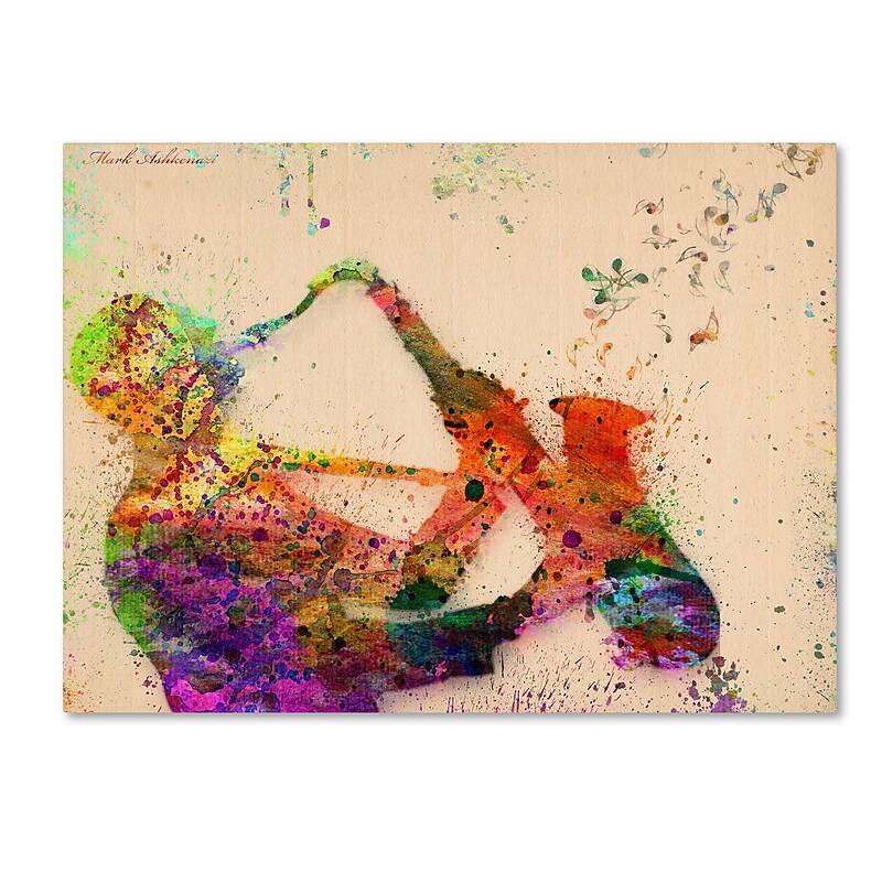 Trademark Fine Art ''Saxophone'' by Mark Ashkenazi 14" x 19" Canvas Art (ALI1017-C1419GG) image 1