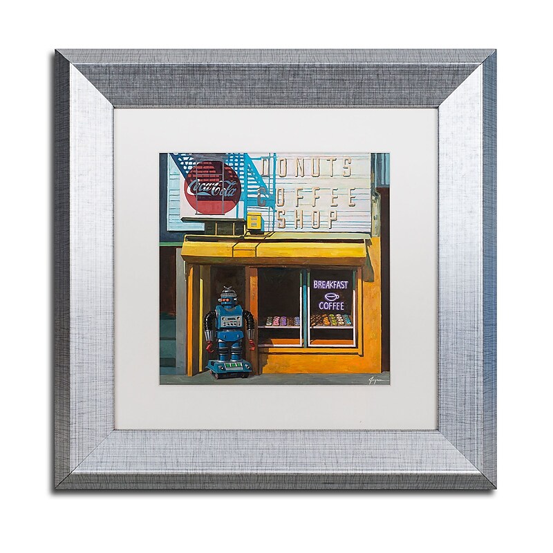 Trademark Fine Art ''Blue Zeroid'' by Eric Joyner 11" x 11" White Matted Silver Frame (ALI1023-S1111MF) image 1