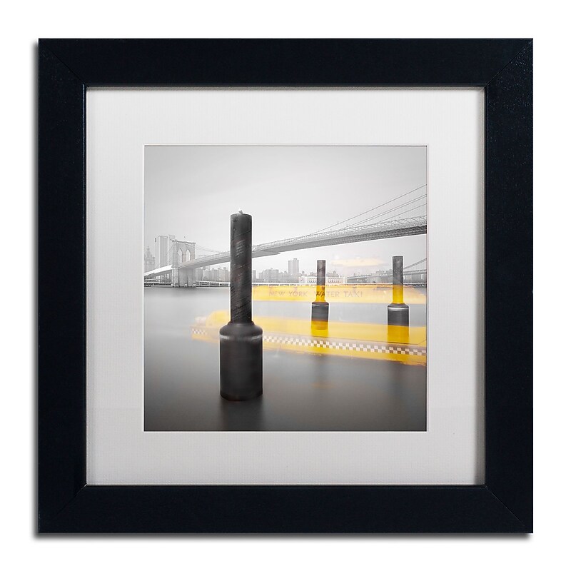 Trademark Fine Art ''New York Water Taxi'' by Moises Levy 11" x 11" White Matted Black Frame (ALI1054-B1111MF) image 1