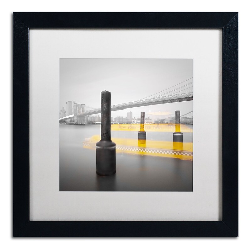 Trademark Fine Art ''New York Water Taxi'' by Moises Levy 16" x 16" White Matted Black Frame (ALI1054-B1616MF) image 1