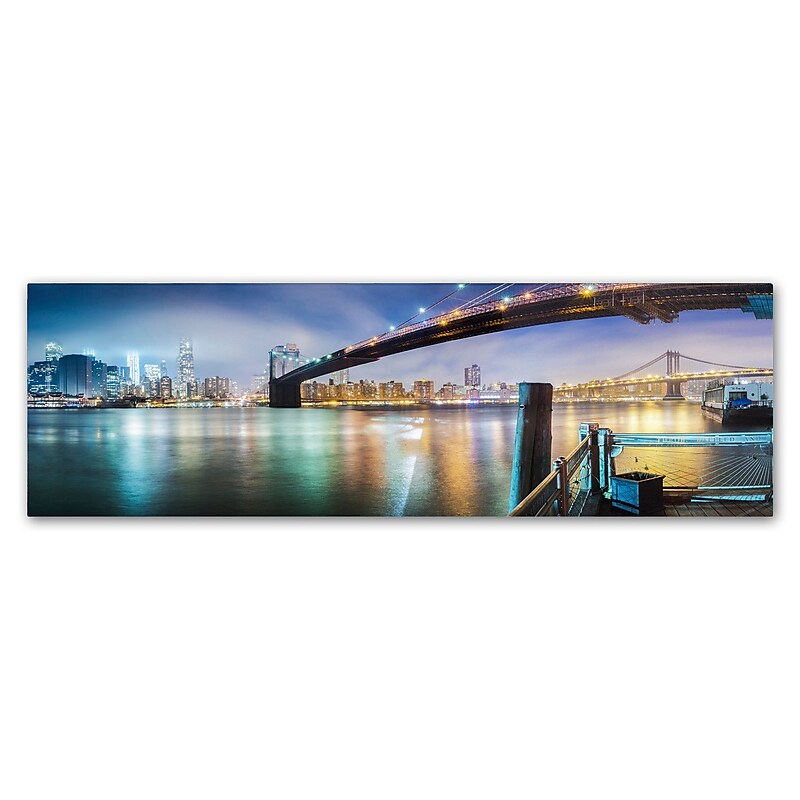 Trademark Fine Art ''Brooklyn Bridge Panorama'' by Moises Levy 16" x 47" Canvas Art (ALI1055-C1647GG) image 1