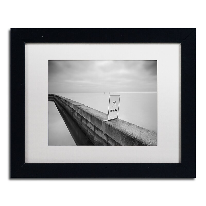 Trademark Fine Art ''Be Happy'' by Moises Levy 11" x 14" White Matted Black Frame (ALI1060-B1114MF) image 1