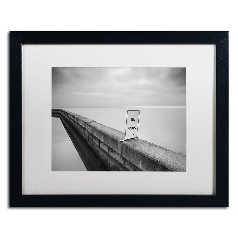 Trademark Fine Art ''Be Happy'' by Moises Levy 16" x 20" White Matted Black Frame (ALI1060-B1620MF) image 1