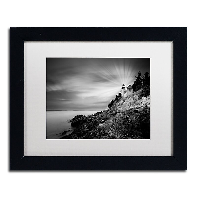 Trademark Fine Art ''Bass Harbor Lighthouse'' by Moises Levy 11" x 14" White Matted Black Frame (ALI1065-B1114MF) image 1