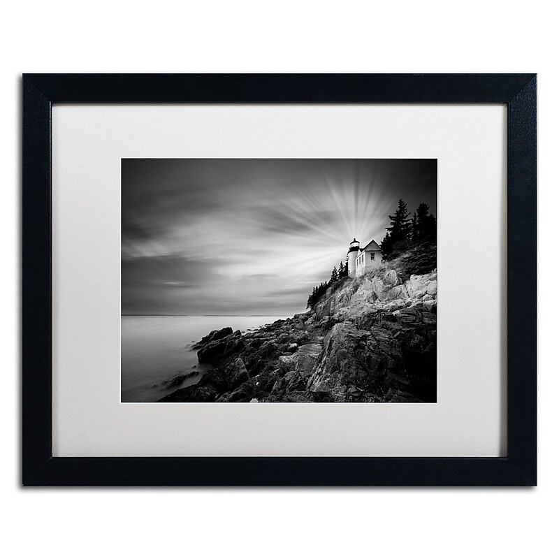 Trademark Fine Art ''Bass Harbor Lighthouse'' by Moises Levy 16" x 20" White Matted Black Frame (ALI1065-B1620MF) image 1