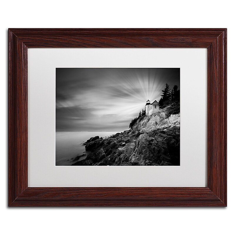 Trademark Fine Art ''Bass Harbor Lighthouse'' by Moises Levy 11" x 14" White Matted Wood Frame (ALI1065-W1114MF) image 1