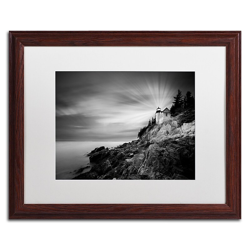 Trademark Fine Art ''Bass Harbor Lighthouse'' by Moises Levy 16" x 20" White Matted Wood Frame (ALI1065-W1620MF) image 1