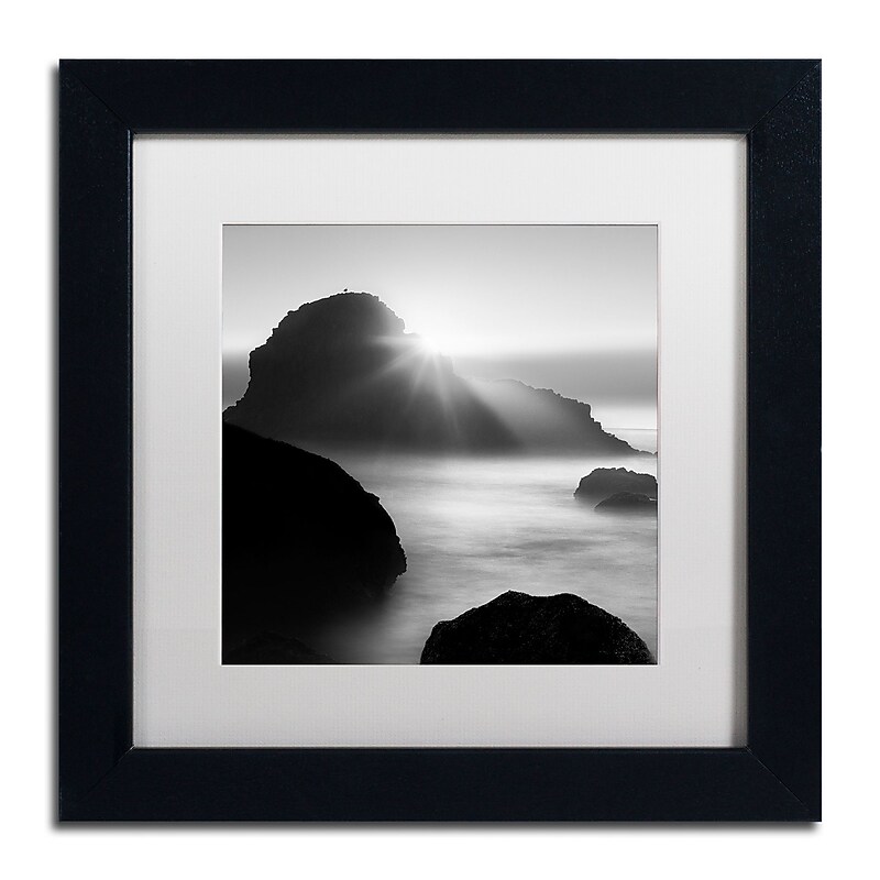 Trademark Fine Art ''Long Sunset at Indian Beach'' by Moises Levy 11" x 11" White Matted Black Frame (ALI1067-B1111MF) image 1