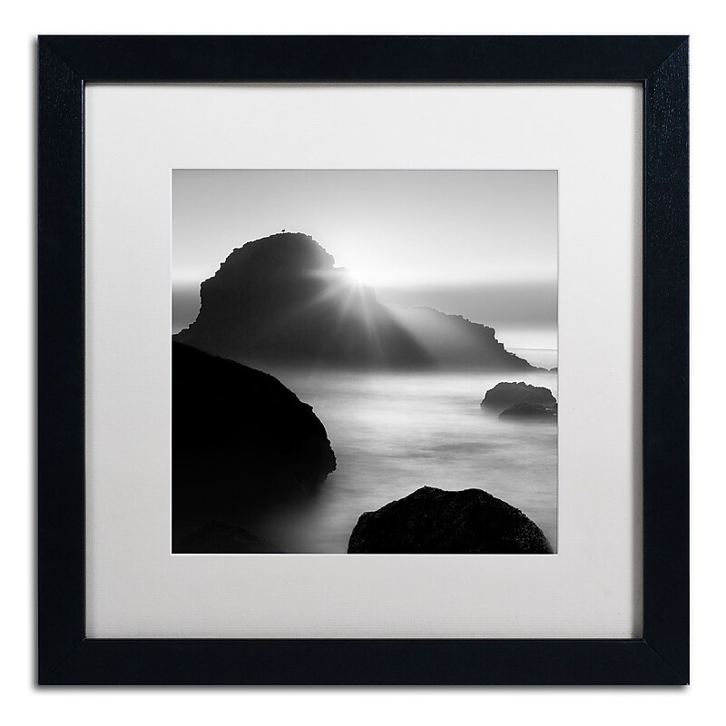 Trademark Fine Art ''Long Sunset at Indian Beach'' by Moises Levy 16" x 16" White Matted Black Frame (ALI1067-B1616MF) image 1