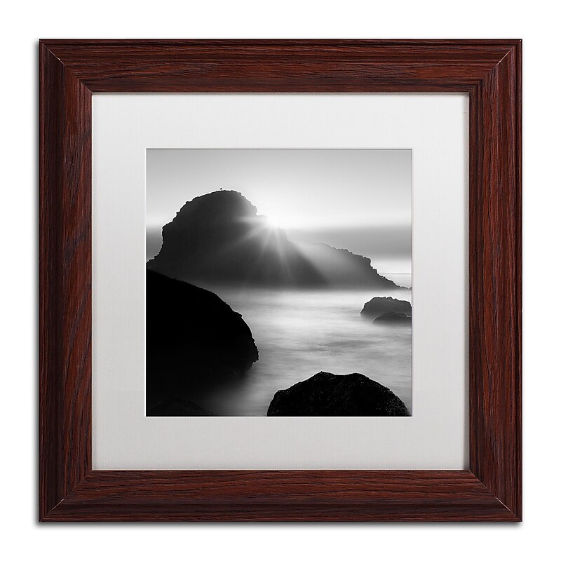 Trademark Fine Art ''Long Sunset at Indian Beach'' by Moises Levy 11" x 11" White Matted Wood Frame (ALI1067-W1111MF) image 1