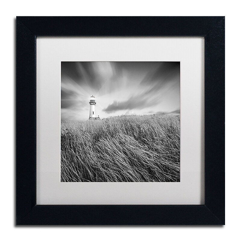 Trademark Fine Art ''Yaquina Lighthouse III'' by Moises Levy 11" x 11" White Matted Black Frame (ALI1070-B1111MF) image 1