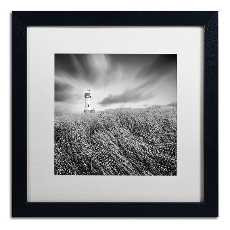 Trademark Fine Art ''Yaquina Lighthouse III'' by Moises Levy 16" x 16" White Matted Black Frame (ALI1070-B1616MF) image 1