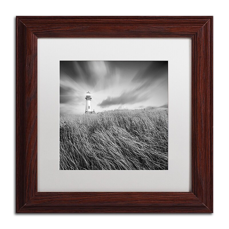 Trademark Fine Art ''Yaquina Lighthouse III'' by Moises Levy 11" x 11" White Matted Wood Frame (ALI1070-W1111MF) image 1