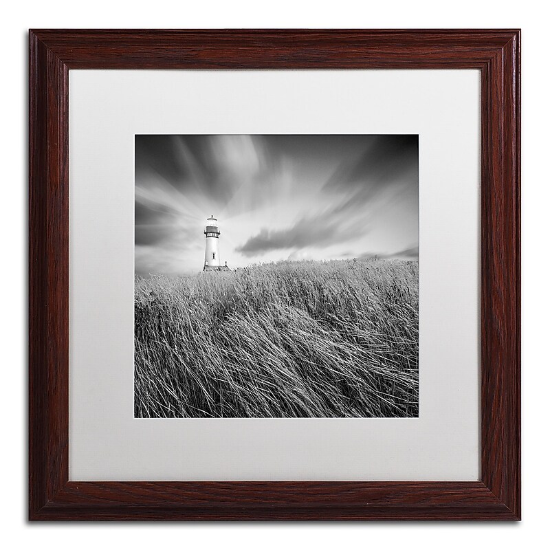 Trademark Fine Art ''Yaquina Lighthouse III'' by Moises Levy 16" x 16" White Matted Wood Frame (ALI1070-W1616MF) image 1