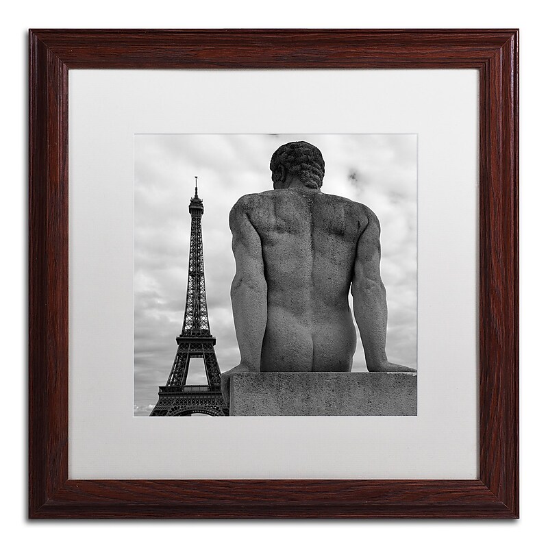 Trademark Fine Art ''Eiffel and Man'' by Moises Levy 16" x 16" White Matted Wood Frame (ALI1075-W1616MF) image 1