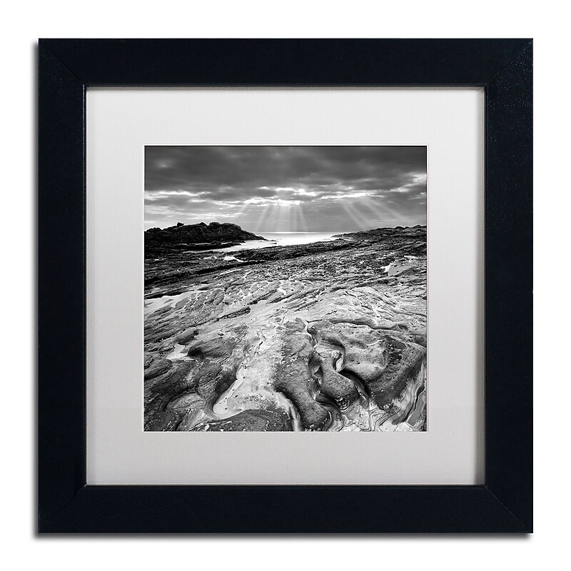 Trademark Fine Art ''Sunset at Point Lobos'' by Moises Levy 11" x 11" White Matted Black Frame (ALI1082-B1111MF) image 1