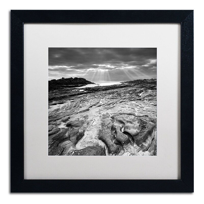 Trademark Fine Art ''Sunset at Point Lobos'' by Moises Levy 16" x 16" White Matted Black Frame (ALI1082-B1616MF) image 1