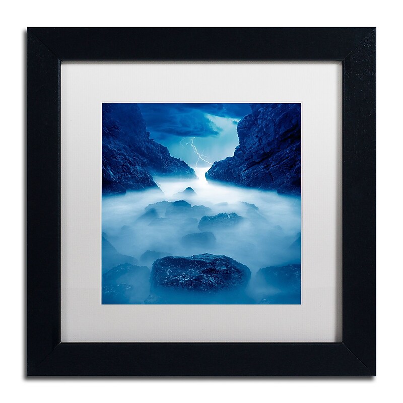 Trademark Fine Art ''Tormenta en Ixtapa Blue'' by Moises Levy 11" x 11" White Matted Black Frame (ALI1083-B1111MF) image 1