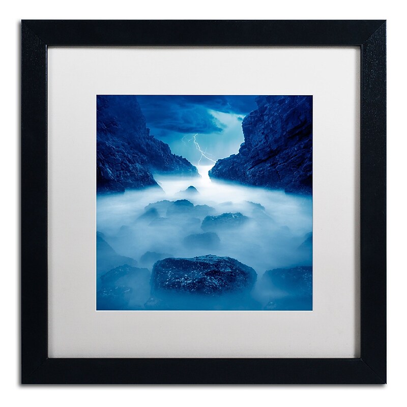 Trademark Fine Art ''Tormenta en Ixtapa Blue'' by Moises Levy 16" x 16" White Matted Black Frame (ALI1083-B1616MF) image 1