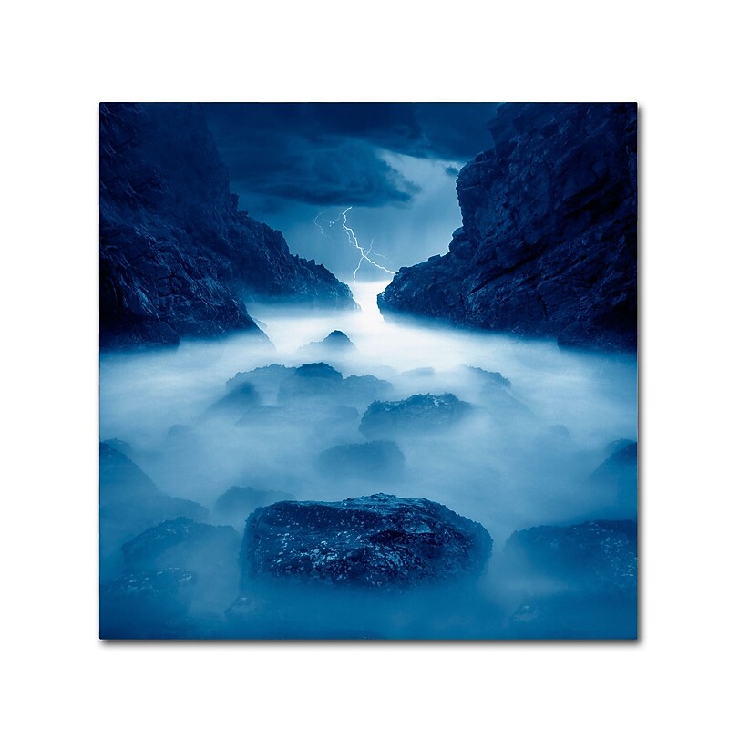 Trademark Fine Art ''Tormenta en Ixtapa Blue'' by Moises Levy 35" x 35" Canvas Art (ALI1083-C3535GG) image 1