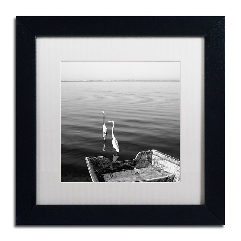 Trademark Fine Art ''2 Herons Leaving'' by Moises Levy 11" x 11" White Matted Black Frame (ALI1085-B1111MF) image 1