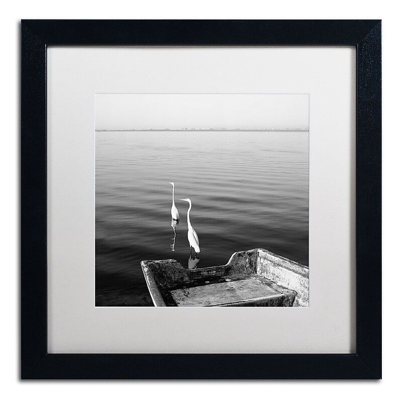 Trademark Fine Art ''2 Herons Leaving'' by Moises Levy 16" x 16" White Matted Black Frame (ALI1085-B1616MF) image 1