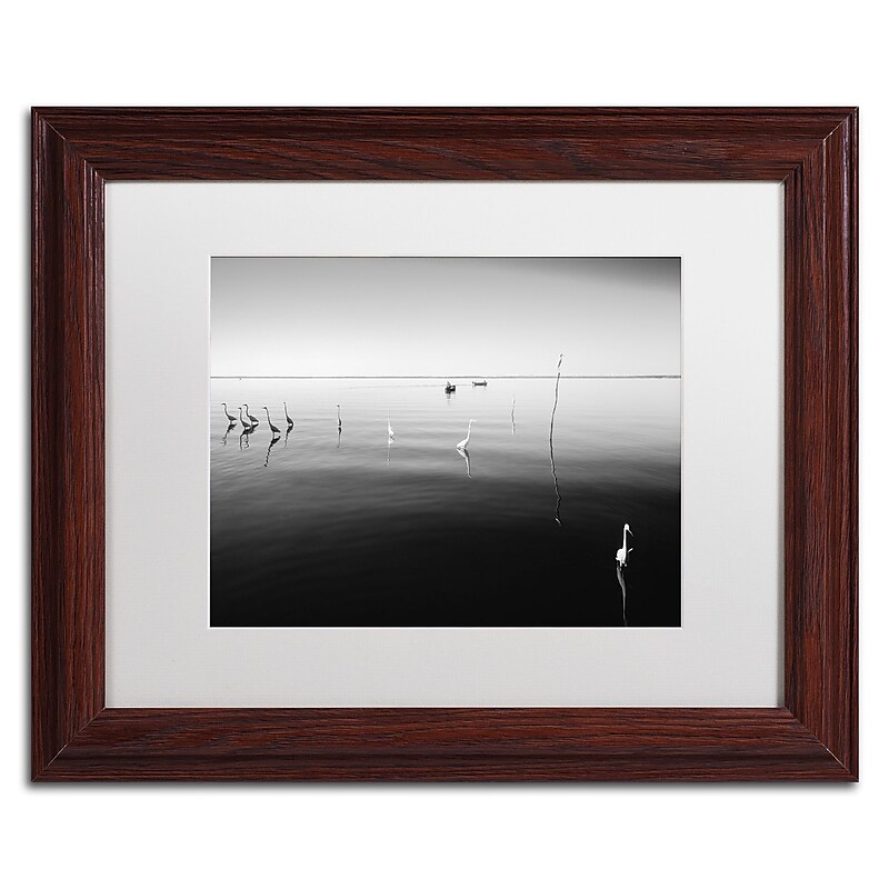 Trademark Fine Art ''11 Herons'' by Moises Levy 11" x 14" White Matted Wood Frame (ALI1090-W1114MF) image 1