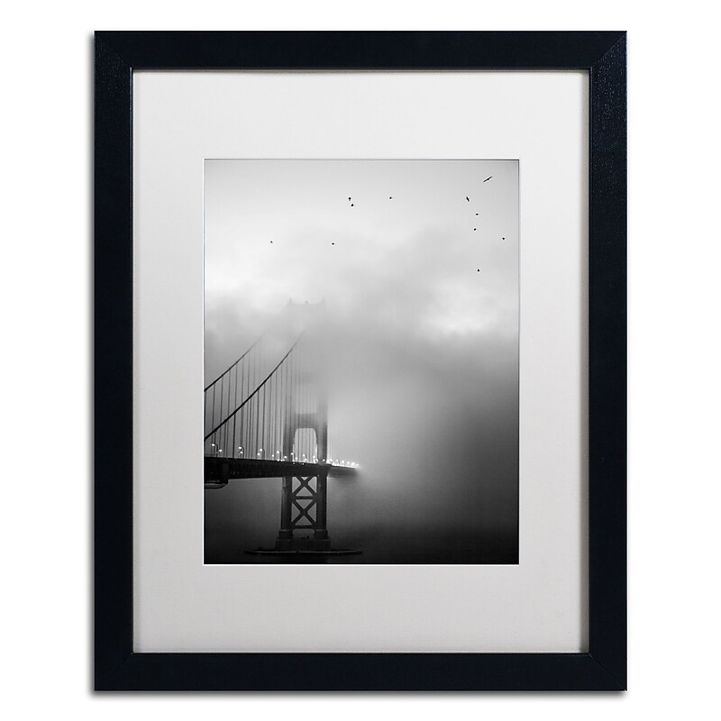 Trademark Fine Art ''Golden Gate and Birds'' by Moises Levy 16" x 20" White Matted Black Frame (ALI1095-B1620MF) image 1