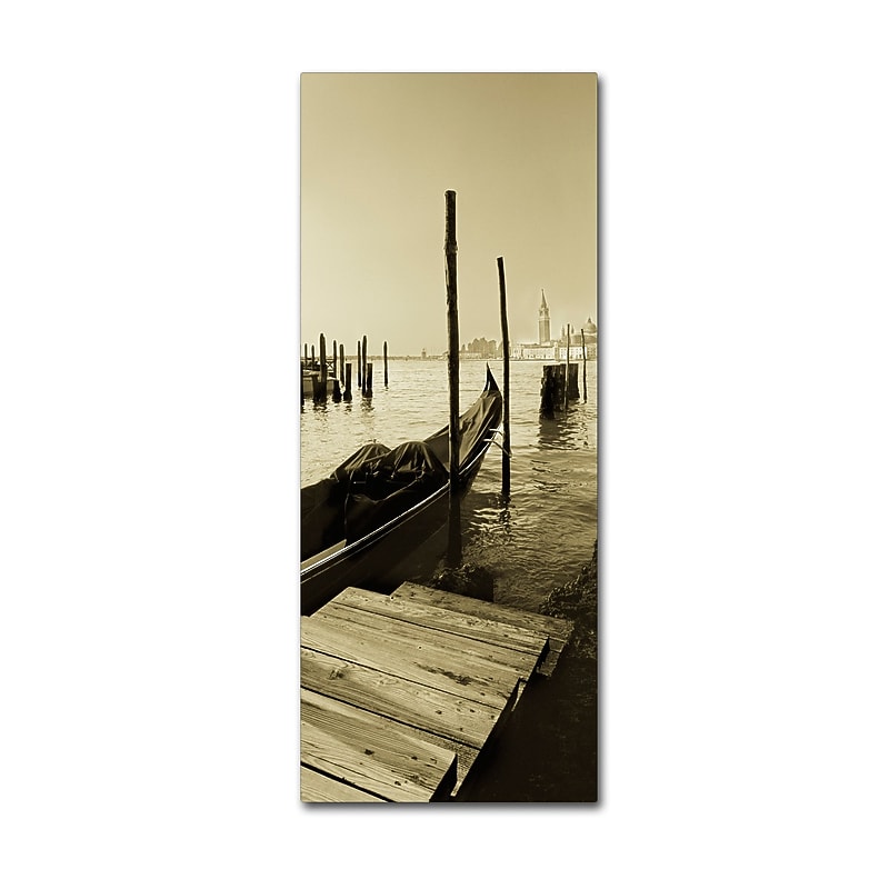 Trademark Fine Art ''Gondola and San Marco Antique'' by Moises Levy 8" x 19" Canvas Art (ALI1096-C819GG) image 1