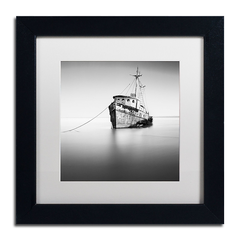 Trademark Fine Art ''Barco Hundido'' by Moises Levy 11" x 11" White Matted Black Frame (ALI1109-B1111MF) image 1