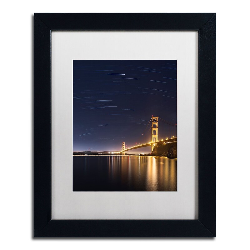 Trademark Fine Art ''Golden Gate and Stars'' by Moises Levy 11" x 14" White Matted Black Frame (ALI1111-B1114MF) image 1