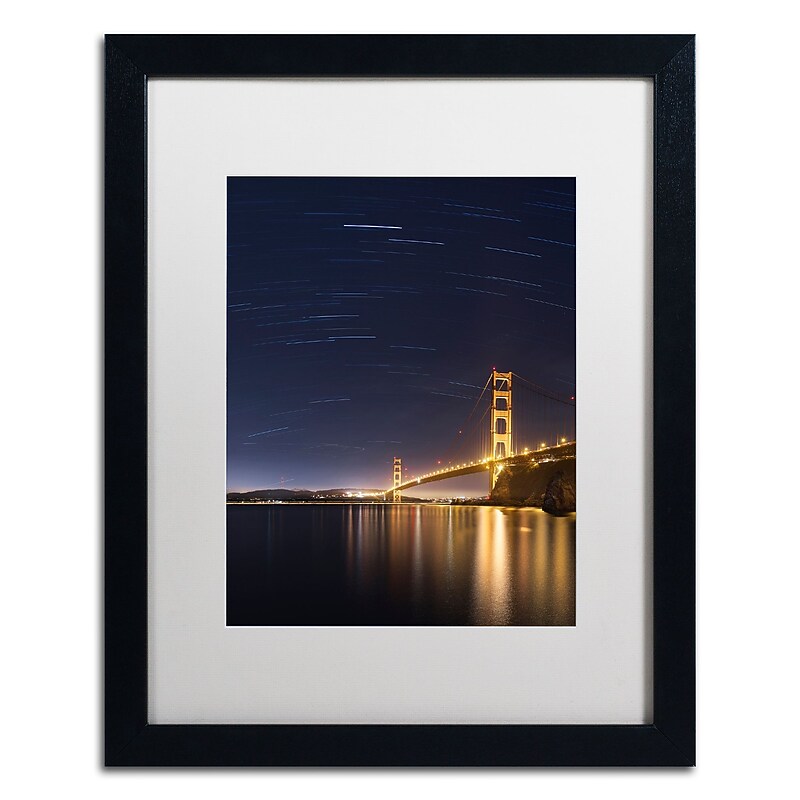 Trademark Fine Art ''Golden Gate and Stars'' by Moises Levy 16" x 20" White Matted Black Frame (ALI1111-B1620MF) image 1