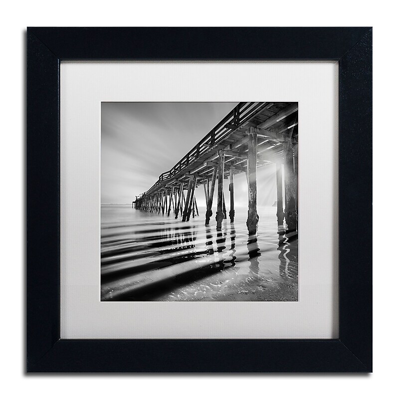 Trademark Fine Art ''Pier and Shadows'' by Moises Levy 11" x 11" White Matted Black Frame (ALI1119-B1111MF) image 1