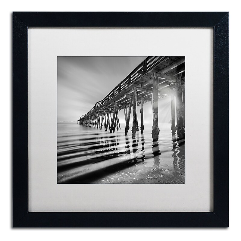 Trademark Fine Art ''Pier and Shadows'' by Moises Levy 16" x 16" White Matted Black Frame (ALI1119-B1616MF) image 1